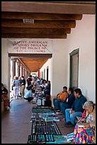 Native americans selling arts and crafts. Santa Fe, New Mexico, USA (color)