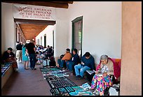 Native americans selling in front of the Palace of the Governors. Santa Fe, New Mexico, USA