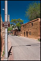 Street with Oldest House sign. Santa Fe, New Mexico, USA ( color)