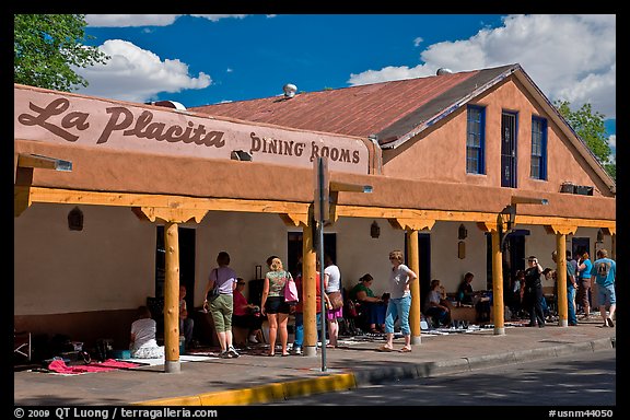 Arcade with craft sellers, old town plazza. Albuquerque, New Mexico, USA