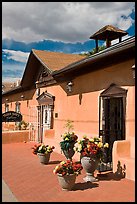 Potted flowers and gallery, old town. Albuquerque, New Mexico, USA ( color)