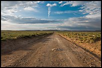 Unpaved road leading to Chaco Canyon. Chaco Culture National Historic Park, New Mexico, USA