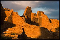 Walls at sunset, Pueblo Bonito. Chaco Culture National Historic Park, New Mexico, USA (color)