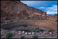 Pueblo Bonito at the foot of Chaco Canyon northern rim. Chaco Culture National Historic Park, New Mexico, USA