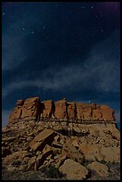 Stars over cliff. Chaco Culture National Historic Park, New Mexico, USA ( color)
