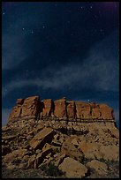 Stars over cliff. Chaco Culture National Historic Park, New Mexico, USA (color)