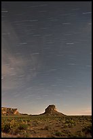 Star trails over Fajada Butte. Chaco Culture National Historic Park, New Mexico, USA