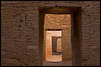 Ancient masonery walls and doors. Chaco Culture National Historic Park, New Mexico, USA