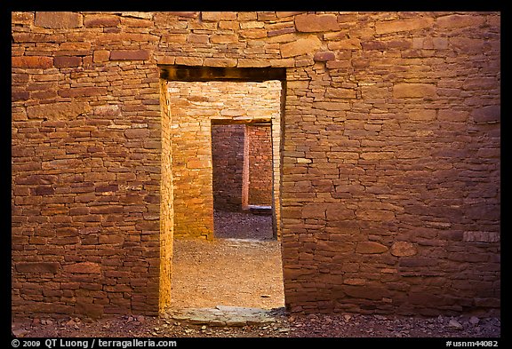 Aligned doorways. Chaco Culture National Historic Park, New Mexico, USA (color)