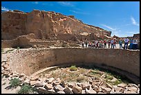 Tourists during a tour of Pueblo Bonito. Chaco Culture National Historic Park, New Mexico, USA