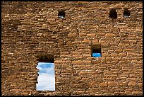 Masonery wall with openings. Chaco Culture National Historic Park, New Mexico, USA ( color)