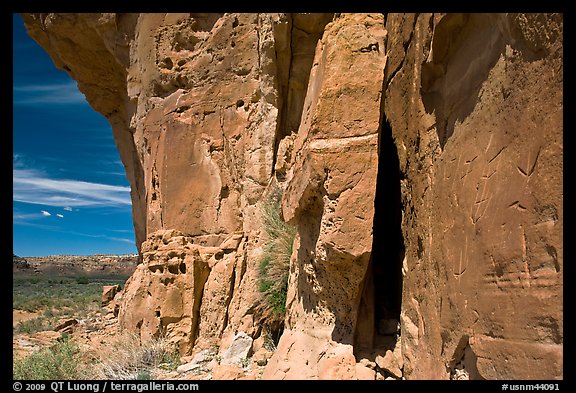 Canyon walls with petroglyphs. Chaco Culture National Historic Park, New Mexico, USA