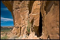 Canyon walls with petroglyphs. Chaco Culture National Historic Park, New Mexico, USA (color)