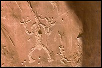 Carved rock figures of a man. Chaco Culture National Historic Park, New Mexico, USA (color)