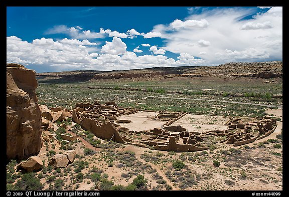 Pueblo Bonito from above. Chaco Culture National Historic Park, New Mexico, USA (color)