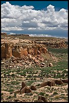 Chetro Ketl and cliffs. Chaco Culture National Historic Park, New Mexico, USA ( color)