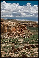 Chetro Ketl and cliffs. Chaco Culture National Historic Park, New Mexico, USA (color)