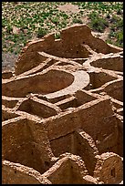 Rooms of Pueblo Bonito seen from above. Chaco Culture National Historic Park, New Mexico, USA (color)