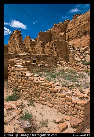 Masonery walls, Kin Kletso. Chaco Culture National Historic Park, New Mexico, USA