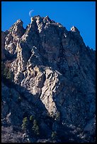 Needles and moon. Organ Mountains Desert Peaks National Monument, New Mexico, USA ( color)