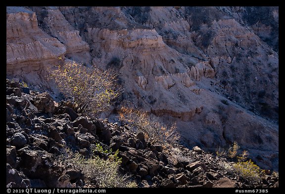 Volcanic rocks and Kilbourne Hole crater walls. Organ Mountains Desert Peaks National Monument, New Mexico, USA (color)