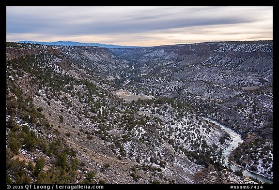 Rio Grande Gorge from Chawalauna Overlook in winter. Rio Grande Del Norte National Monument, New Mexico, USA (color)