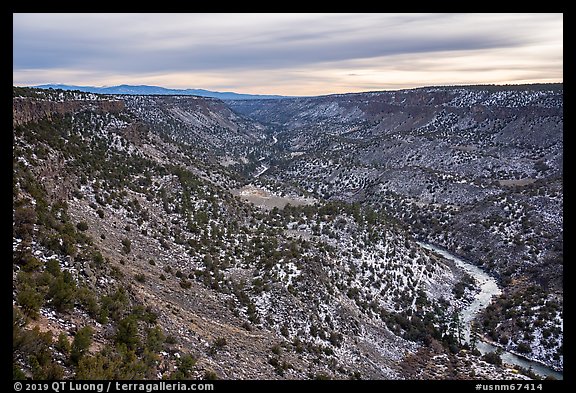 Rio Grande Gorge from Chawalauna Overlook in winter. Rio Grande Del Norte National Monument, New Mexico, USA (color)