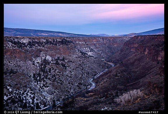Upper Rio Grande Gorge, sunrise. Rio Grande Del Norte National Monument, New Mexico, USA (color)