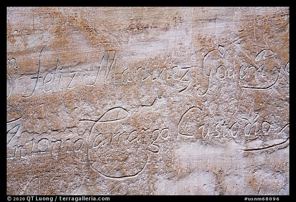 Cursive spanish inscription. El Morro National Monument, New Mexico, USA (color)