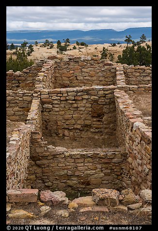 Masonery walls, Atsinna Pueblo. El Morro National Monument, New Mexico, USA (color)