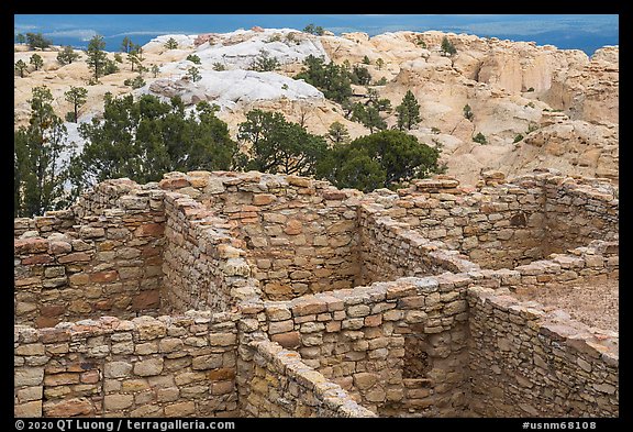 Atsinna Pueblo on top of bluff. El Morro National Monument, New Mexico, USA (color)