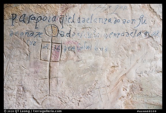 Oldest inscription by Juan de Onate in 1605. El Morro National Monument, New Mexico, USA (color)