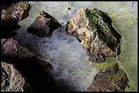 Detail of ice and rocks, Bandera Ice Cave. El Malpais National Monument, New Mexico, USA ( color)