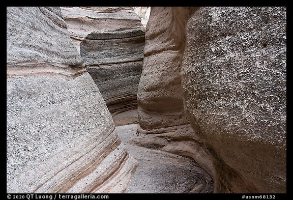 Curvy walls of slot canyon. Kasha-Katuwe Tent Rocks National Monument, New Mexico, USA (color)