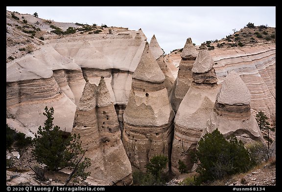 Cone shaped rock formations. Kasha-Katuwe Tent Rocks National Monument, New Mexico, USA (color)
