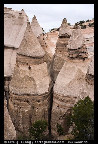 Pumice, ash, and tuff cone rock formations. Kasha-Katuwe Tent Rocks National Monument, New Mexico, USA (color)