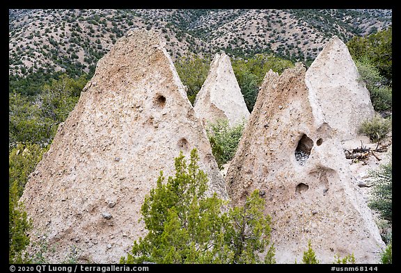 Pyramids of tuff. Kasha-Katuwe Tent Rocks National Monument, New Mexico, USA (color)