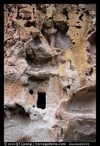 Cave cliff dwelling. Bandelier National Monument, New Mexico, USA (color)