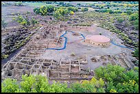 Aerial View in autumn. Aztek Ruins National Monument, New Mexico, USA ( color)