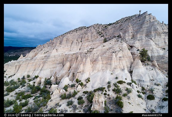 Aerial View of cliff with tent rocks. Kasha-Katuwe Tent Rocks National Monument, New Mexico, USA (color)