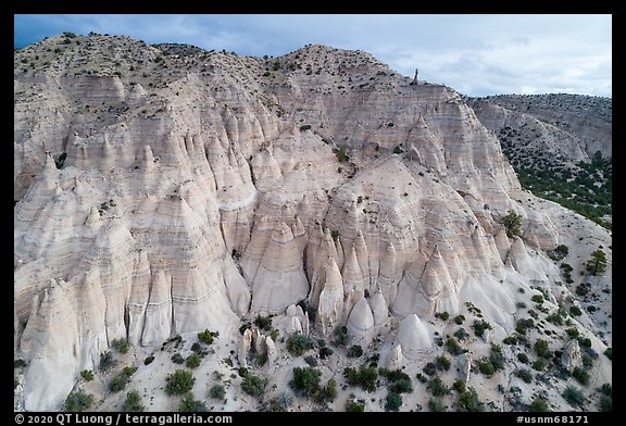 Aerial View of tent rocks along cliff. Kasha-Katuwe Tent Rocks National Monument, New Mexico, USA (color)
