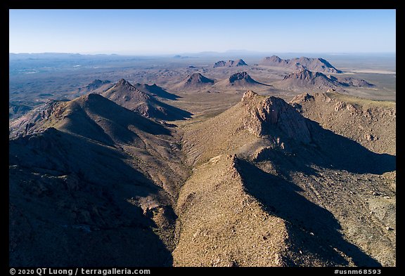 Aerial view of Dona Ana Mountains. Organ Mountains Desert Peaks National Monument, New Mexico, USA (color)