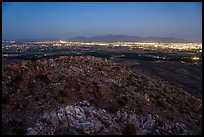 Las Cruces and Organ Mountains at night from Picacho Mountain. Organ Mountains Desert Peaks National Monument, New Mexico, USA ( color)