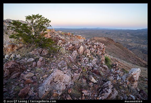 Picacho Mountain summit at dawn. Organ Mountains Desert Peaks National Monument, New Mexico, USA (color)