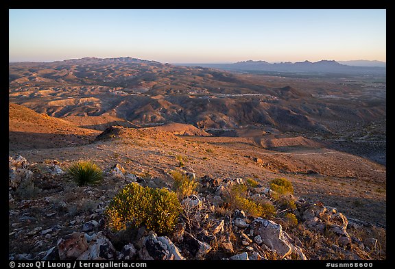 Robledo Mountains and Dona Anna Mountains from Picacho Mountain. Organ Mountains Desert Peaks National Monument, New Mexico, USA (color)