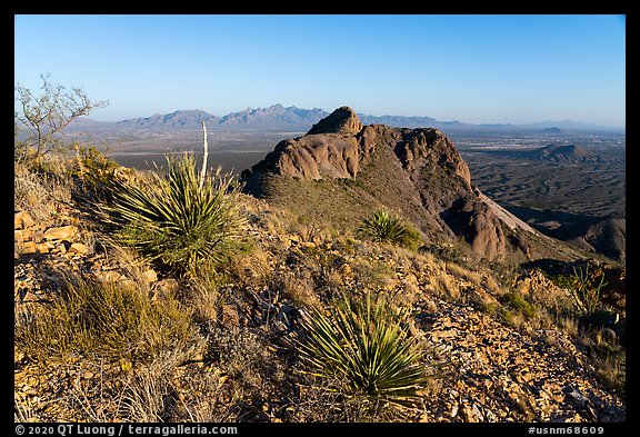 Organ Mountains seen from Dona Ana mountains. Organ Mountains Desert Peaks National Monument, New Mexico, USA