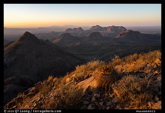 Dona Ana Mountains from Dona Ana Peak. Organ Mountains Desert Peaks National Monument, New Mexico, USA (color)