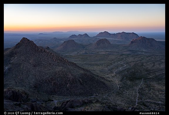 Point 5710 (left) and the central and northern sections (center) of the Doña Ana Range.. Organ Mountains Desert Peaks National Monument, New Mexico, USA