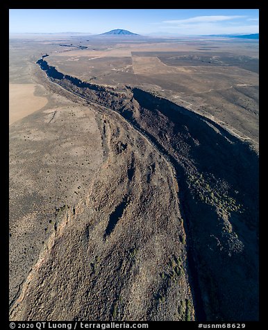 Aerial view of Rio Grande Gorge and Taos Plateau. Rio Grande Del Norte National Monument, New Mexico, USA (color)