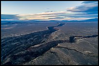 Aerial view of convergence of Rio Grande Gorge and Rio Pueblo de Taos. Rio Grande Del Norte National Monument, New Mexico, USA ( color)
